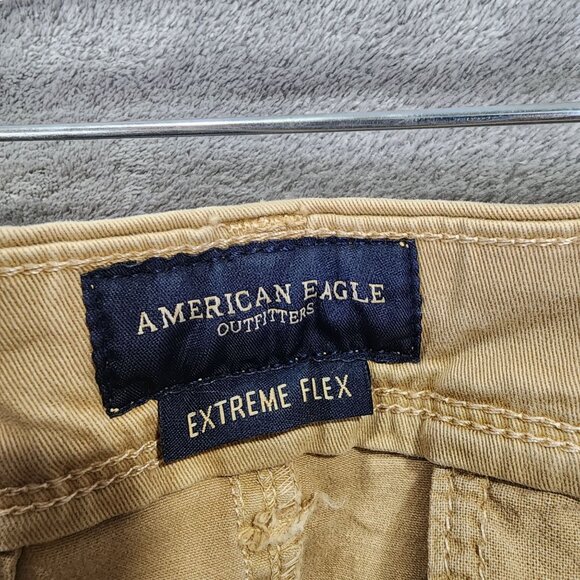 Mens Khaki American Eagle Outfitters Pants Extreme Flex Slim Straight Size 33x32 - Picture 3 of 12